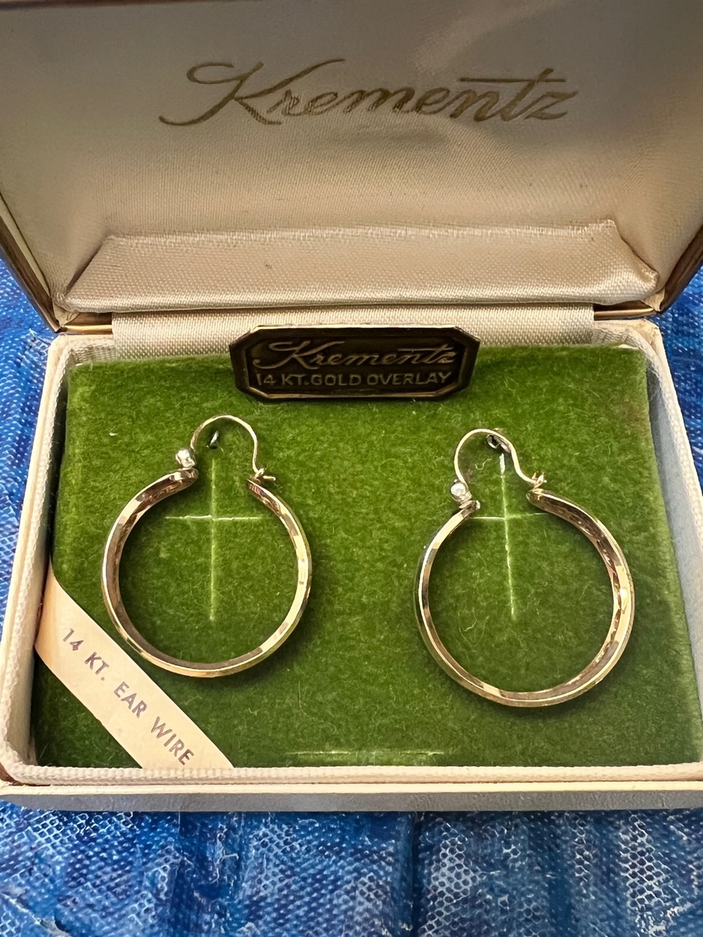 Vintage Krementz 14K gold overlay hoop earrings With 14K Wire